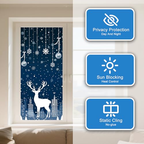 Vinilo decorativo ventana invierno ciervo blanco 39.3x17.7 in miniatura 2
