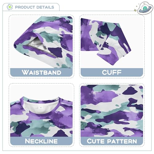 JUNZAN Army Purple Camouflage Little Kids Hooded Sweatshirt Crewneck Sweatshirt With Hoodie Party 4T3