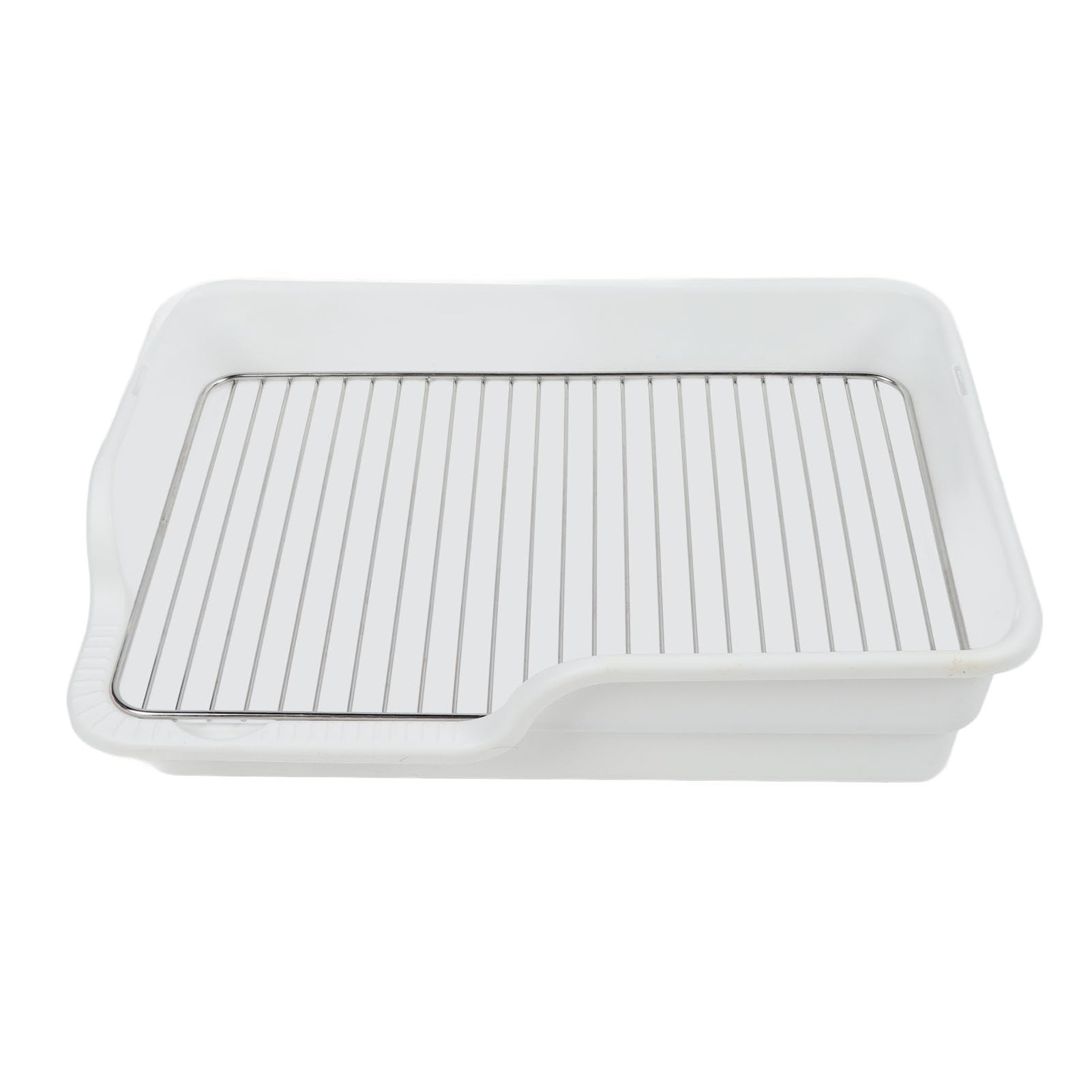 Dog Potty Tray Easy Wash Spill Proof Stainless Steel Grid Training Toilet Small Medium Dogs (White)