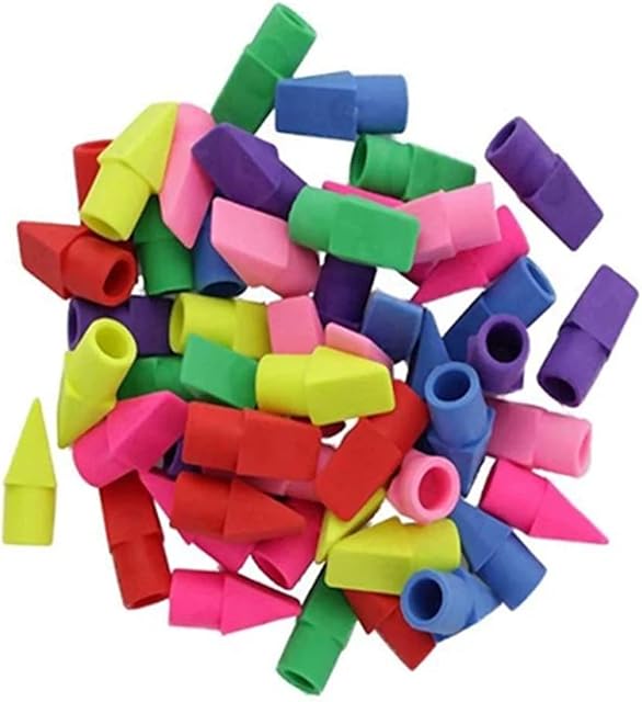 GUODUN Correction Supplies for Kids Classroom Assorted Colors Painting Pencil Eraser Toppers Eraser Caps Pencil Erasers Pencil Top Erasers(10pcs)