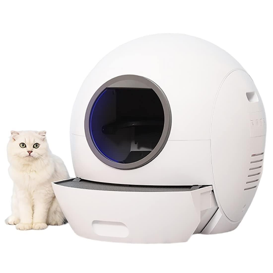 Caja De Arena For Gatos Inteligente, Bandeja De Arena Automática For Gatos, Completamente Cerrada, Espacio Grande, Inodoro For Gatos, Cajón Multifuncional, 3 Tipos De Luz De Ajuste