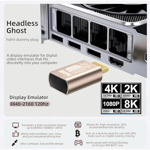 Image of 1 Pack HDMI Dummy Plug 8K@30Hz, 4K@120Hz EDID Emulator
