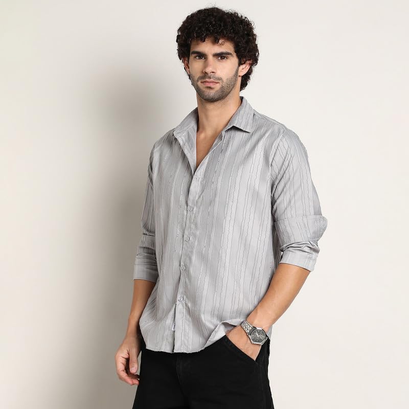 Image of CAHOOT Men's Shirt for Casual Wear | Mid-Rise | Regular Fit | Button Closure | Shirt Crafted with Comfort Fit for Everyday Wear