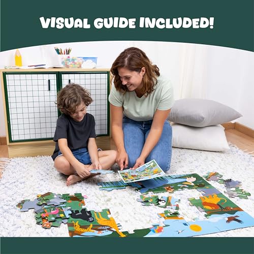 BONNYCO Giant Floor Puzzle of Jungle Animals with 48 Large Pieces. Safari Jigsaw Puzzles for Kids 36.2 x 24.4 in, Gifts for Boys and Girls, Educational Toys Ages 2-8 - Image 6