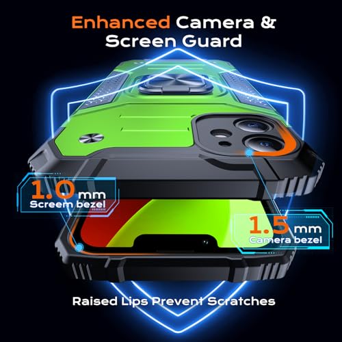 Image of Anqrp Heavy Duty Case for iPhone 11 Case with Enhanced Ring Holder Grip Stand, Military Grade Shockproof Rugged Drop Protective Silicone Hard Slim iPhone 11 Phone Case Cover,Spring Grass