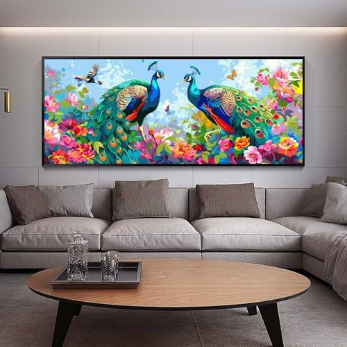 Peinture couple DIY 5D et broderie diamant paon pour sublimer la deco de votre salon