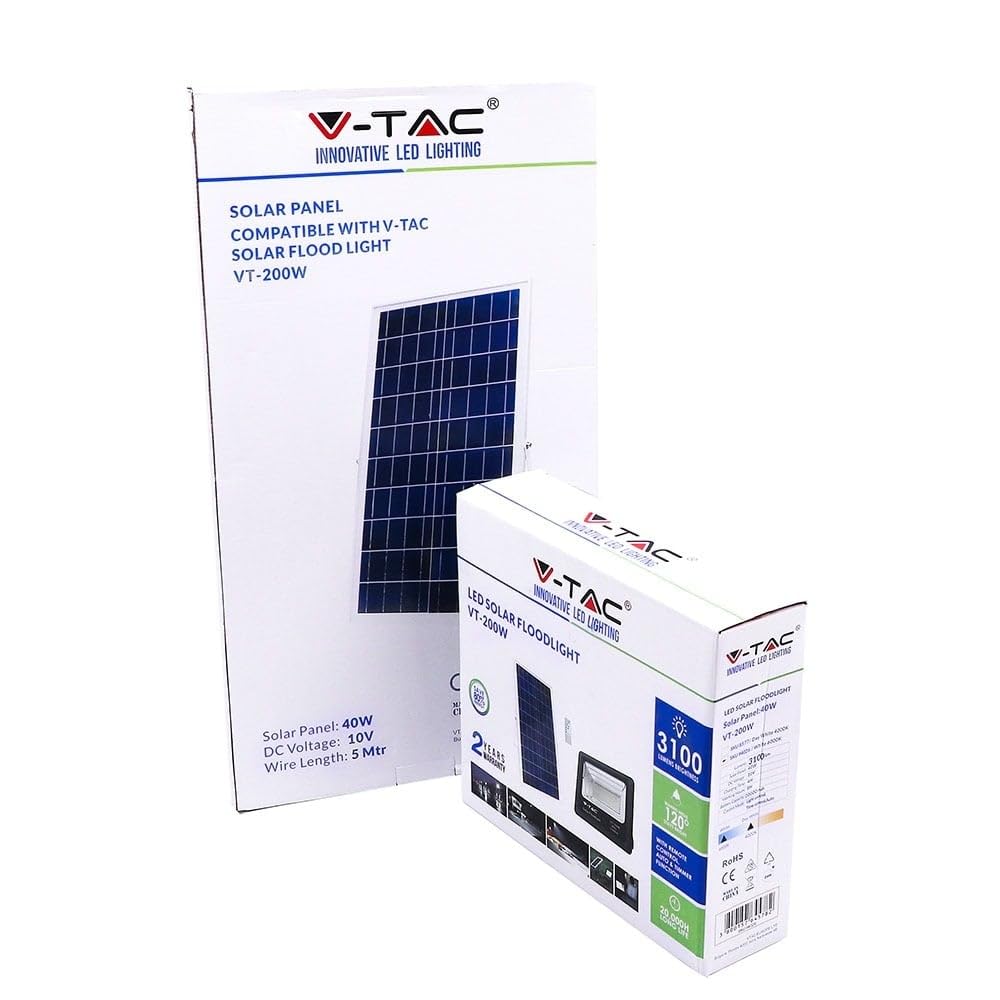 Faro LED 200W con Pannello Solare e Telecomando 4000K