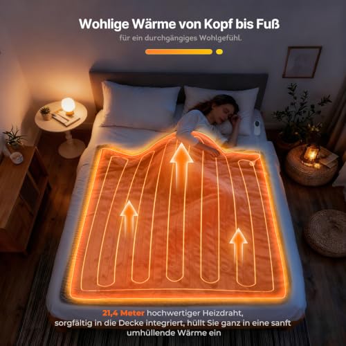 staronce Heizdecke mit Abschaltautomatik, Elektrische Wärmedecke 180x130 cm, Beheizbare Kuscheldecke mit 10 Heizstufen… – Ansicht 5