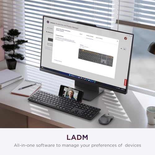 Image of Lenovo 700 Modern Wireless Keyboard, 2.4 GHz Dongle & Dual Bluetooth Connection, AES-128 Encryption, 36 Month Battery Life, Luna Grey