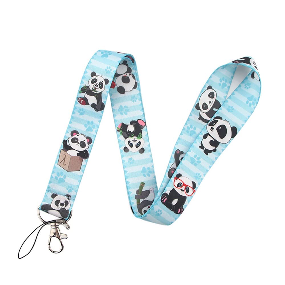 Hansum Unisex Kids Blue Panda Lanyard Neck Strap, Cartoon Animal Lanyards With Safety Buckle, For Id Badge Holder, Keys, Work Permits, Mobile Phones (Color : Size : 45Cm)