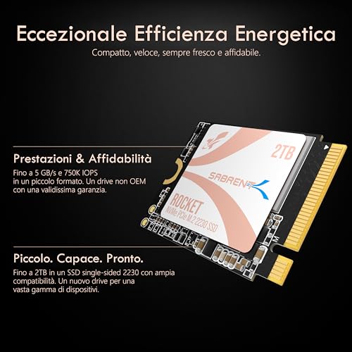 Rocket Q4 2230 NVMe 4.0 2TB ad Alte Prestazioni PCIe 4.0 M.2 2230 SSD, Compatibile con Steam Deck, ROG Ally, Surface Pro, Mini PC [SB-213Q-2TB] - Hdd - Immagine 4