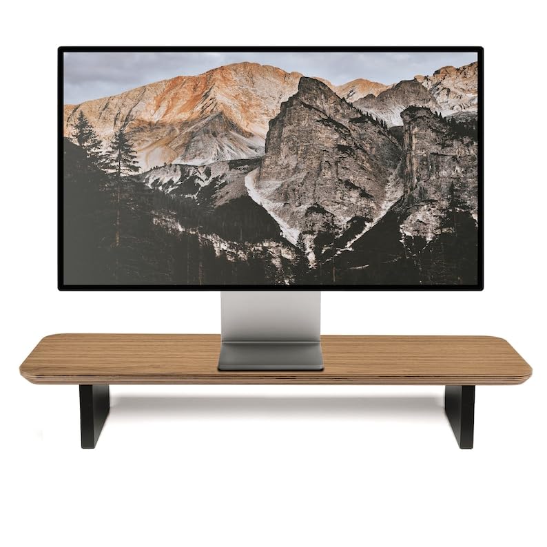 Wooden Computer Long Monitor Stand, Monitor Riser Desk Shelf Desktop Legs Stand TV Laptop Riser (Dual Tone)
