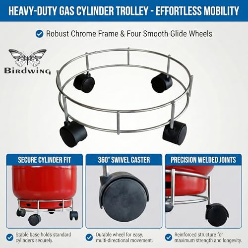 Image of Rincy Stainless Steel Wheel LPG Gas Cylinder Trolley with 4 Wheels (2 Pcs) - SG Gas Cylinder Trolley (Multicolor, Pack of 2)