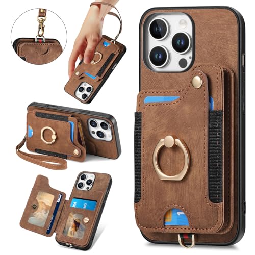 Coque iPhone 16 Pro marron anti-chute et anti-piratage RFID avec dragonne pratique