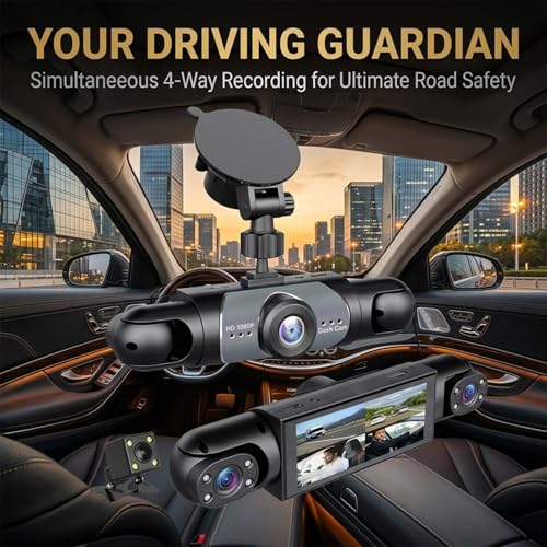 Image of Sakerplus Dash Cam Front and Rear Dash Camera for Cars, 4 Channel 360 Dash Cam with FHD 1080P Per Channel, G-Sensor Lock, SD Card, for Sedan SUV Truck Van (64, GB)