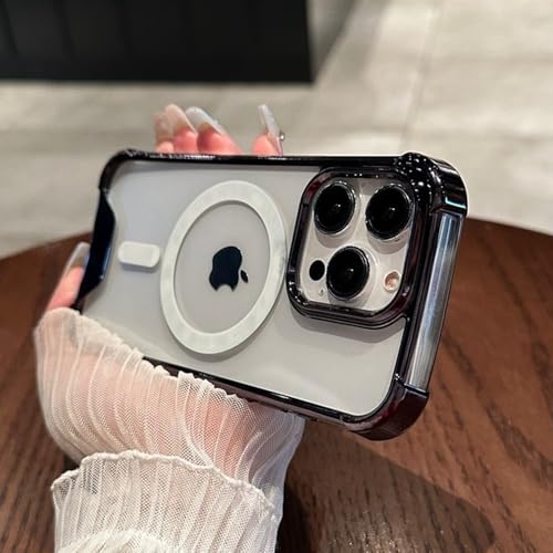 Coque pour iPhone 13 magnétique transparente et antichoc noire de luxe