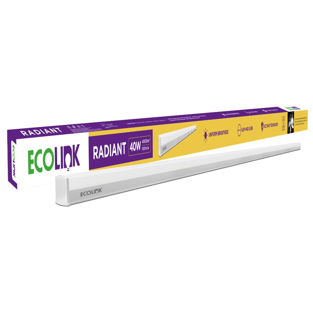 EcoLink 40w LED Batten/Tubelight | Radiant Compact 4-ft LED Batten for Living Room & Bedroom | Cool Day Light, Pack of 1