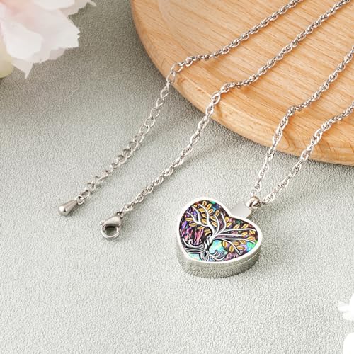 abooxiu Heart Urn Necklaces for Ashes Cremation Jewelry Memorial Cremation Necklace for Ashes Tree of Life Ashes Necklace Stainless Steel Ash Keepsake for Women Men3