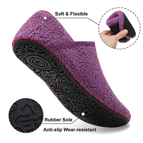 Image of Fires Womens Mens Slippers with Rubber Sole Soft-Lightweight House Slipper Socks Around House Shoes Non Slip Indoor /Outdoor