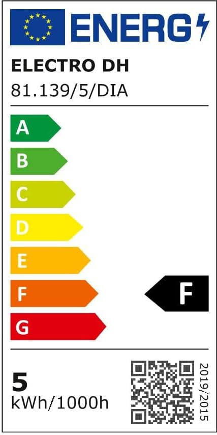EU Energy Label for ELECTRO DH 81.139/5/DIA, showing an energy efficiency class of F.