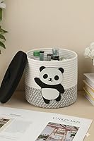 Jute Basket For Storage Cotton Rope Toys Basket With Lid Handwoven Natural Foldable Laundry Hamper for Home, Office,...