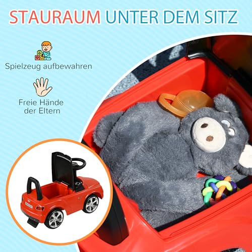 AIYAPLAY Bentley Bentayga Rutschauto, Rutscherfahrzeug mit Hupe und Musik, Kinderfahrzeug, Kinderauto mit Kippschutz für Kinder 1,5-3 Jahre Rot 67 x 29 x 39 cm – Bild 7