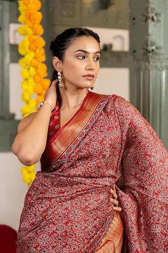 Image of MIRCHI FASHION Saree for Woman | Art Silk Floral Printed Ethnic Occasional Sari with Blouse