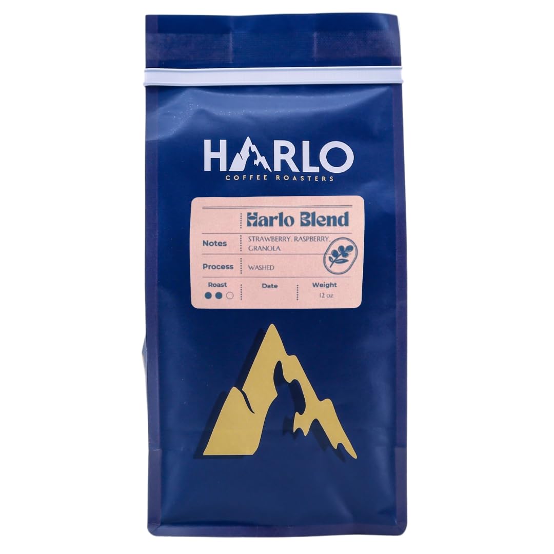 Harlo Coffee Roasters, Medium Roast Organic Whole Bean Coffee – Harlo Blend 12 Ounce Bag with Notes of Strawberry, Blackberry & Granola.