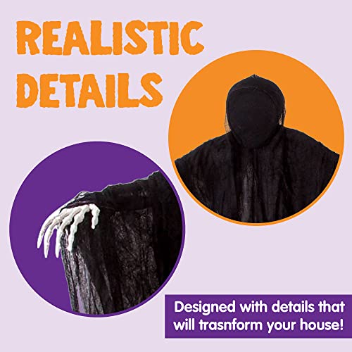 Image of JOYIN 63 inch Halloween Decorations Outdoor Grim Reaper,Dark Faceless Hanging Ghost Decor in Black Horror Robe for Halloween Yard Tree Graveyard Hanging Decorations Haunted House Outside Decor