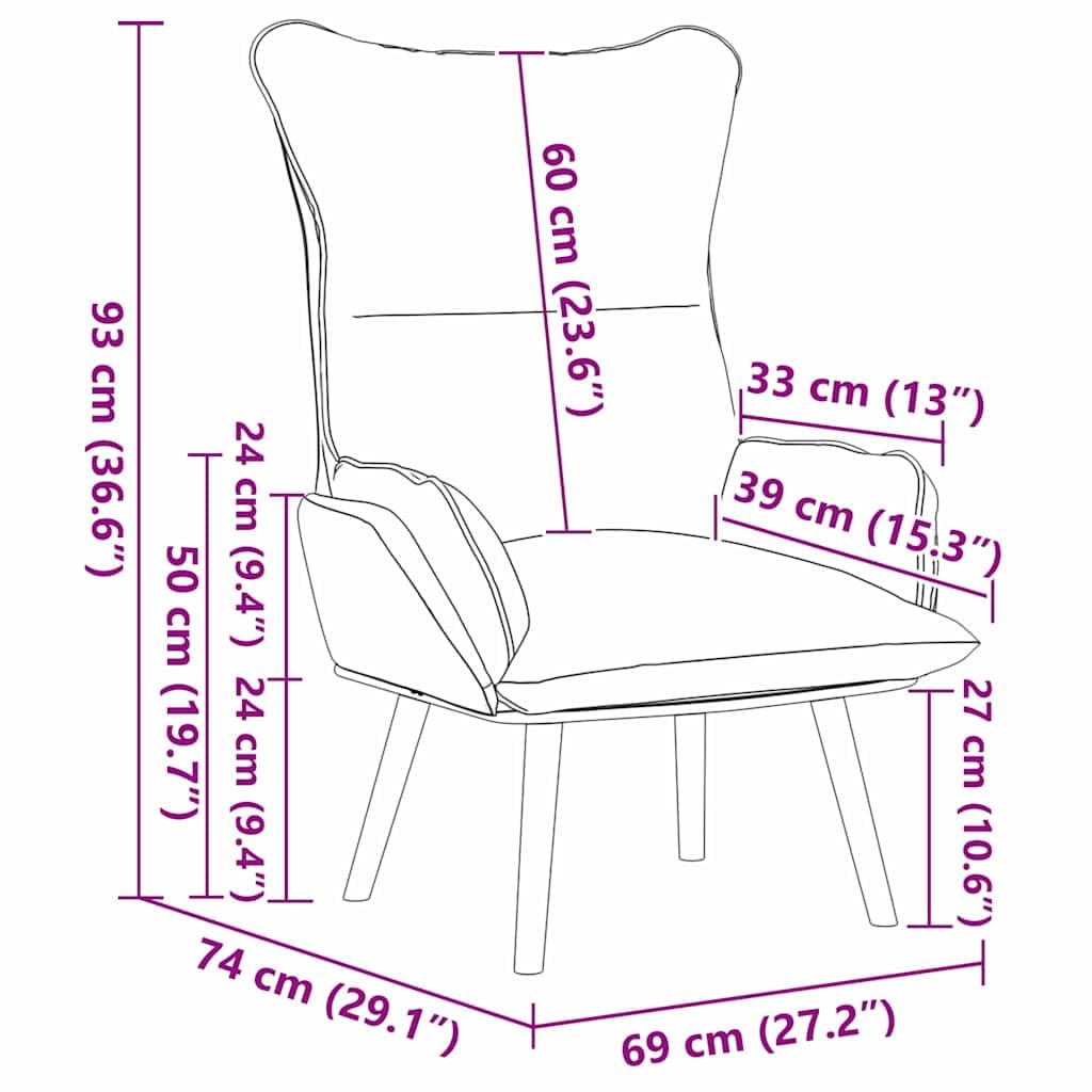 Krzesło relaksacyjne jasnoszare, 69 x 74 x 93 cm, obicie z materiału, ergonomiczny fotel wypoczynkowy z nogami z litego drewna do salonu, sypialni i kącika do czytania