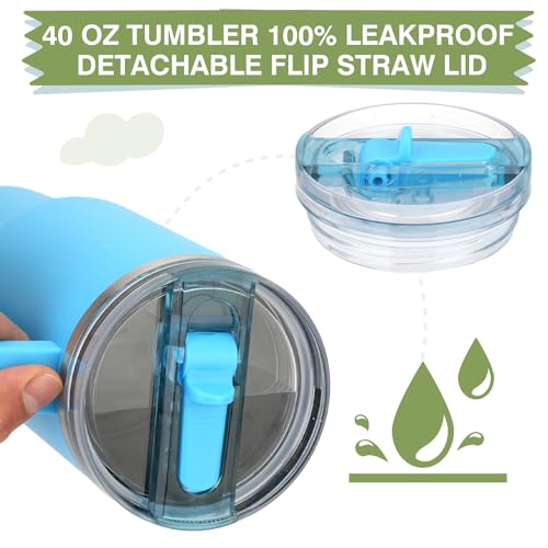 Sursip 40 oz Tumbler with Handle and Flip Straw, 100% Leakproof Lid Insulated Cup Stainless Steel Water Bottle for Cold Drinks Travel Mug, BPA-Free, Dishwasher Safe image 4