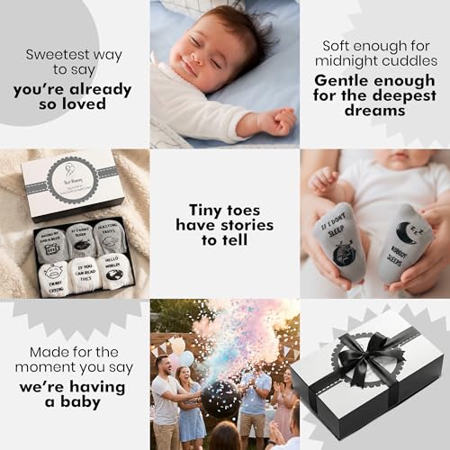 Image of Baby Socks Gift Set - 6 Cute & Funny Non-Slip Socks for Boys & Girls | Baby 0-6 Months to 12-18 Months | Organic Cotton with Grips