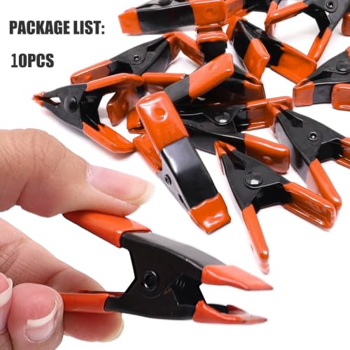 Image of 10 Pcs 2 Inch Spring Clamps, Heavy Duty Metal Strong Clips Clamps Open Mouth is 3 /4 Inch (Orange)