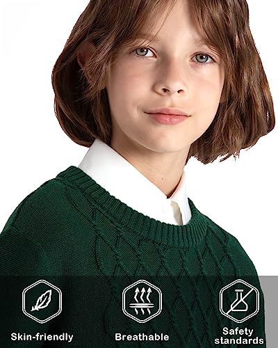Image of BOBOYOYO Boys Sweaters 100% Cotton Cable Knit Kids Sweater Striped Pullover