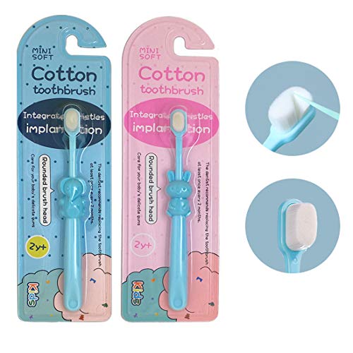 Extra Soft Toothbrush For Kids,Suitable For Sensitive Gums Micro-Nano Manual Toothbrush with 20000 Soft Floss Bristle for Gum Care, Protect Kids Gums Good Cleaning Effect (2 Pack) (Blue)