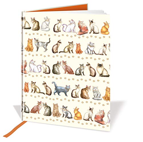 Cahier relié A6 - Motif chats - 120 pages - Ruban en soie - 148 mm x 105 mm thumbnail