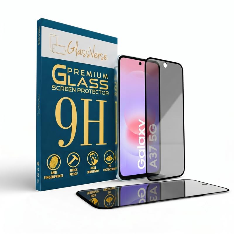 Image of GlassVerse Ultra Privacy Tempered Glass For Samsung Galaxy A37 5G (Pack Of 2) with Free Installation Kit. Edge To Edge. (In-Screen FingerPrint Lock will not work with the Privacy Guard) - 6.7 inch