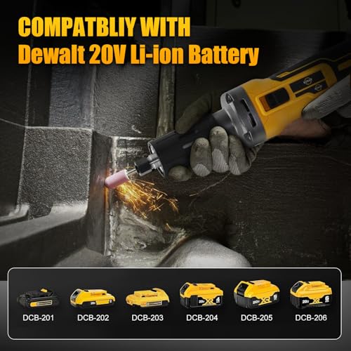 Image of Cordless Die Grinder Compatible with DEWALT 20V Max Battery, 1 /4 inch Precision Chuck, 11000 RPM Brushless Motor for Rust Removal, Grinding, Polishing, Deburring (No Battery)