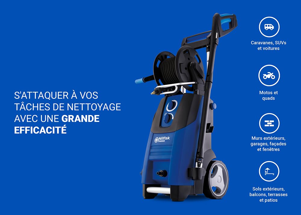 Nilfisk Nettoyeur Haute Pression Premium 180 Bars - Grande Performant pour Le Jardin, Terrasse et Voiture (2900 W) 128471147