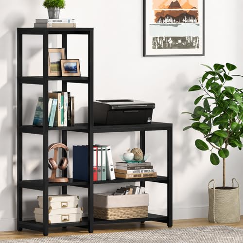 Image of Engineered Wood 8-Tier Bookshelf | Book Shelf Wooden for Home | Ladder Corner Bookshelves | 8 Shelves Display Rack Storage Shelf for Living Room | Black| 100x40x145 cm