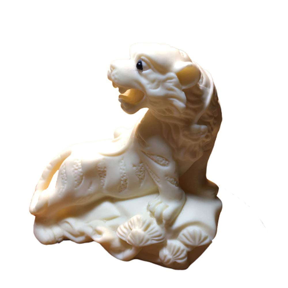 Chinese Zodiac Collectible Figurines Set White Ivory Nut Handcraft Carvings Feng Shui Decor AttractWealthandGoodLuckBestSpringFestivalGift,Tiger
