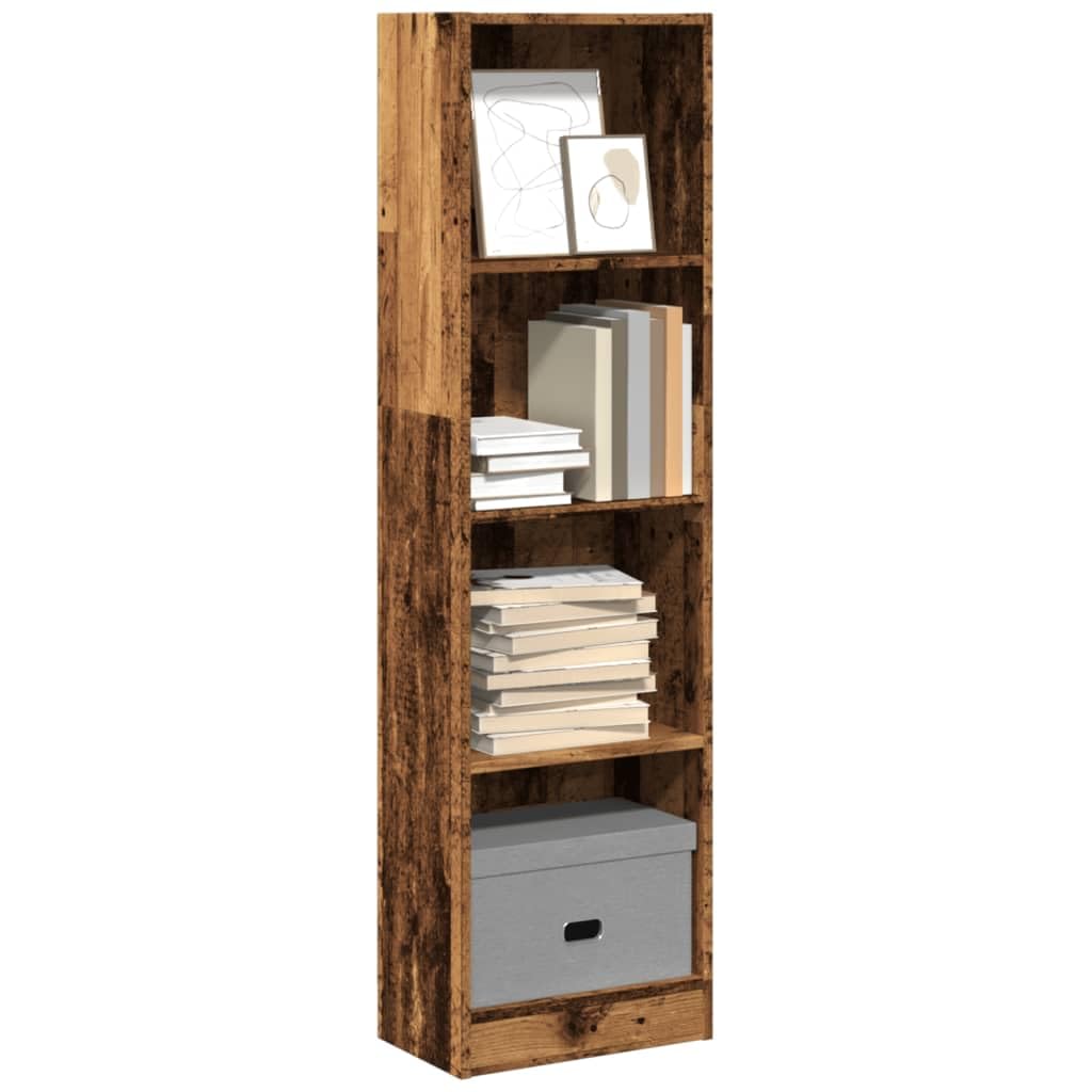 Libreria effetto legno anticato, 40 x 24 x 143 cm, in legno, sottile, alta, con sistema di scaffali aperti, per soggiorno, ufficio, cameretta dei bambini e studio