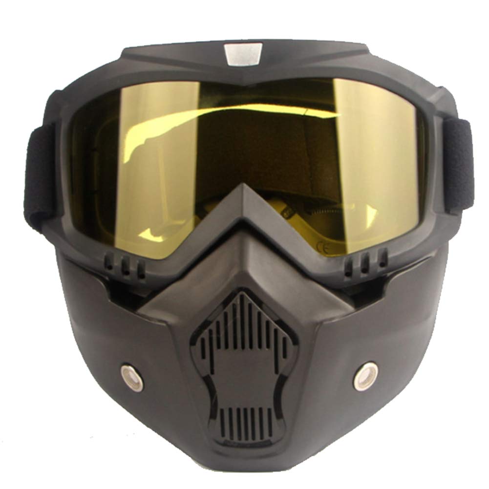PJDDP Mortorcycle Mask Goggles,Vintage Face Mask,Motorcycle Helmet Riding Goggle,Detachable Goggles And Mouth Filter for Motocross Open Face Helmet Motocross Ski Snowboard