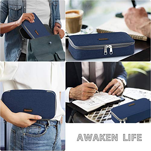 Image of Homecube Capacious Pencil Case Pen Box Makeup Bag Pouch Pencils Holder Large Storage Stationery Box with Zipper School Supplies for College and Office - Navy Blue