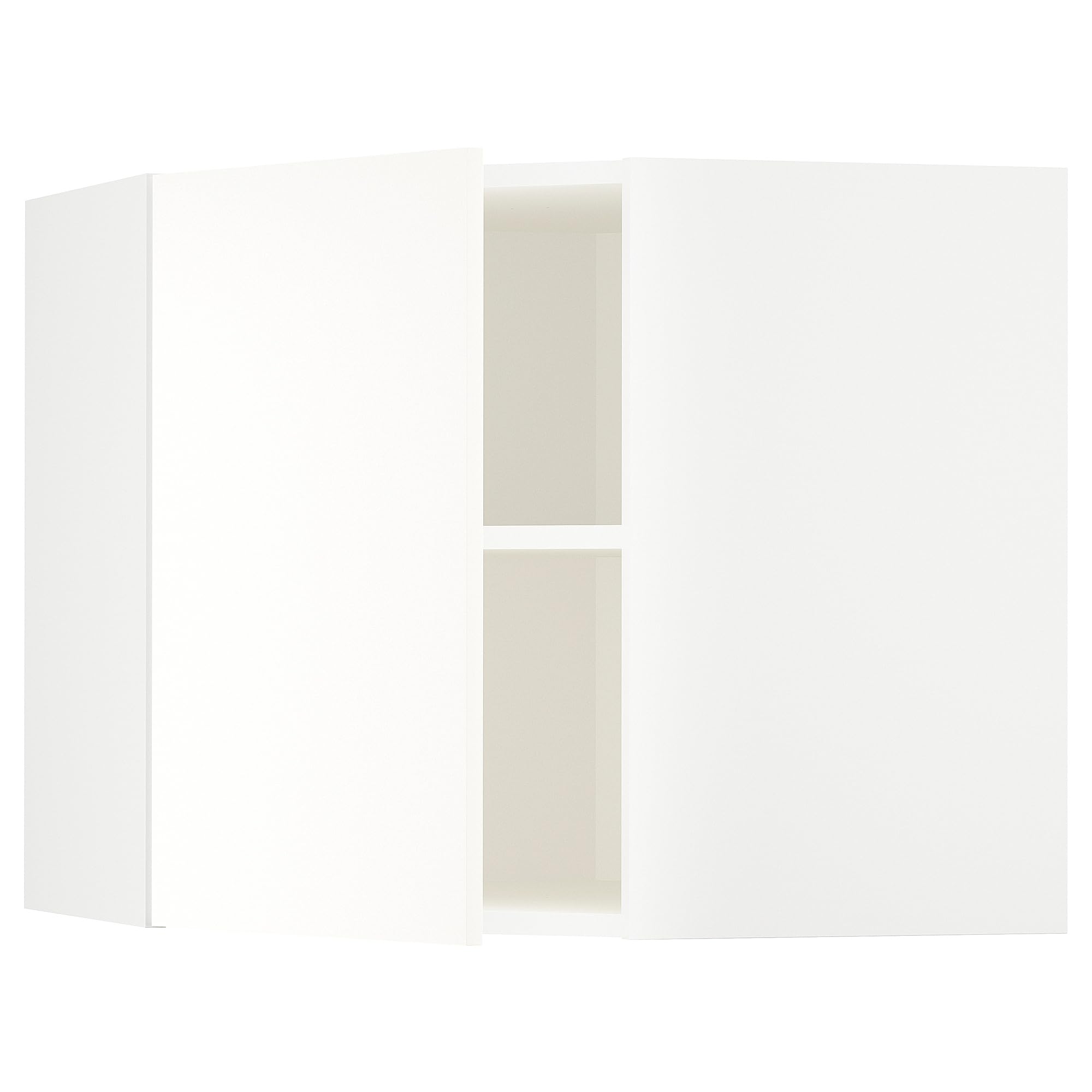 Meuble d'angle mural METOD pour une cuisine blanche lumineuse et ordonnée