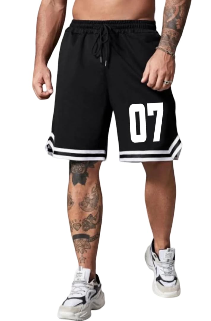 Men's Lucky No Trendy Regular/Sports Daily Use Shorts Black-picture-33