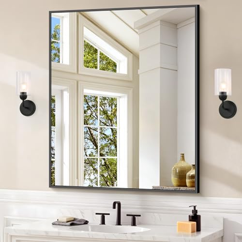 COFENY Black Bathroom Mirror for Wall, 30x36 Inch Rectangle With Metal Frame, Modern Vanity for...
