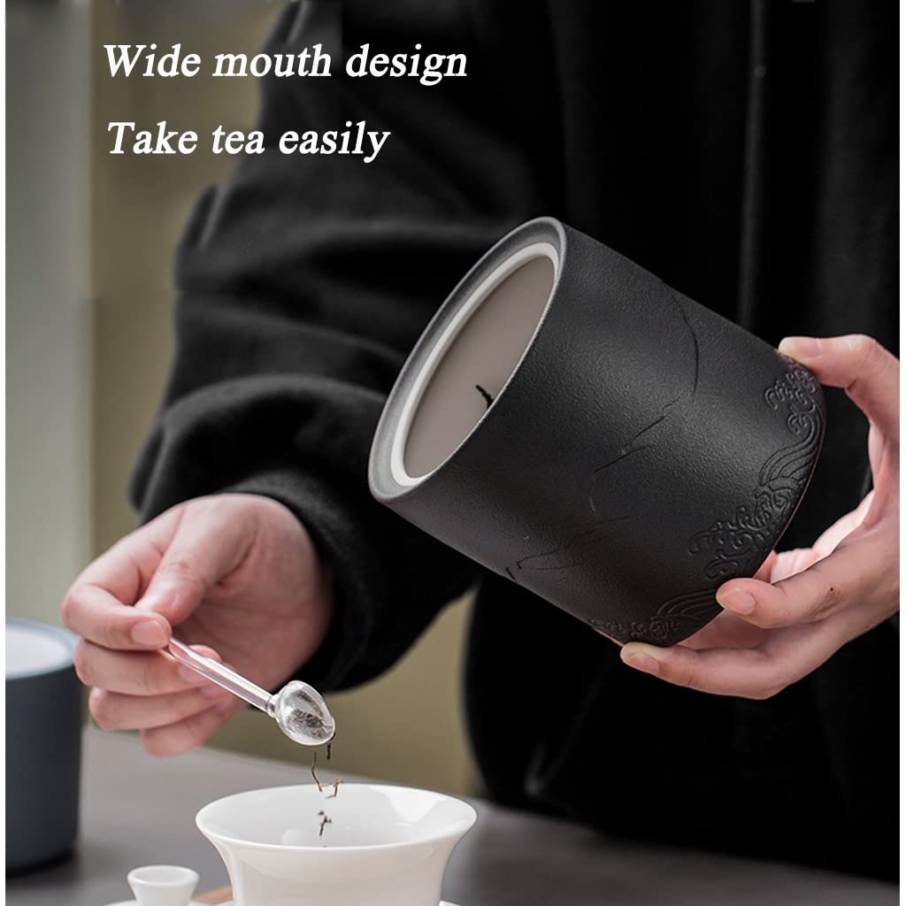 Barattoli da tè Barattolo per Alimenti in Ceramica con Coperchio ermetico, Confezione Regalo in Barattolo da tè Resistente all'umidità in Stile Semplice Bianco e Nero Confezione p