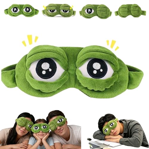 3D Funny Frog Sleep Mask Funny Cute Animal Eye Mask for Sleeping Soft Comfortable Eye Mask for Kids & Adults Blackout Sleeping Mask for Travel Nap Night Sleep (Green*1Pc)