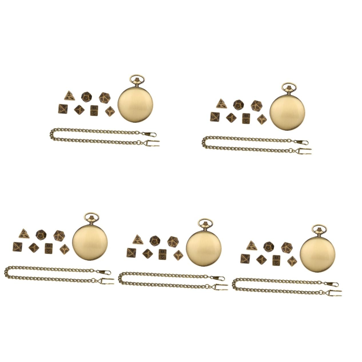 LIFKOME 5 Zestawów Moda Retro Zegarek Kieszonkowy Metalowe Kostki Wielościenne Mini Kostki Wielościenne Kości Party Game Dice Karnawał Kości Gra Planszowa Kości Retro Kości Metalowe